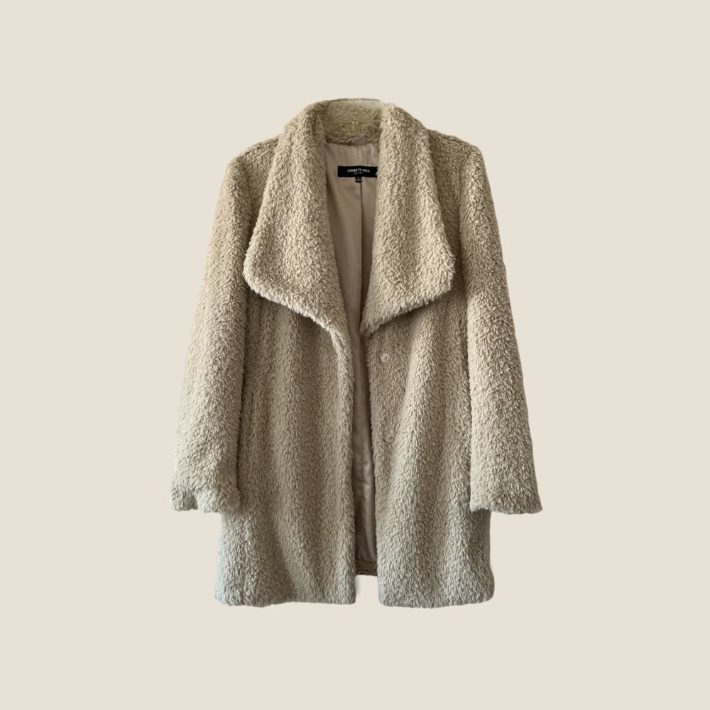 Kenneth Cole Faux Fur Coat Teddy Bear Jacket Small Womens